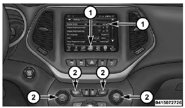 Uconnect 8.4A/8.4AN Buttons On The Touchscreen And Buttons On The Faceplate