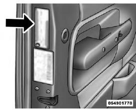 Example Tire Placard Location (Door)