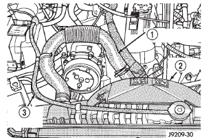 Fig. 48 Upper Radiator Hose, Coolant Recovery Hose & Fan Shroud