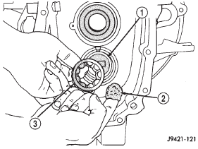 Fig. 121 Lubricating/Positioning Countershaft Front Bearing
