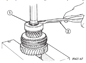 Fig. 85 Installing Output Shaft Bearing Snap Ring