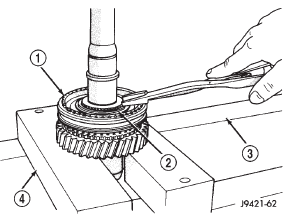 Fig. 63 Installing Fifth-Reverse Synchro Hub Snap Ring