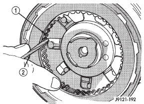 Fig. 155 Aligning Rear Clutch Disc Lugs