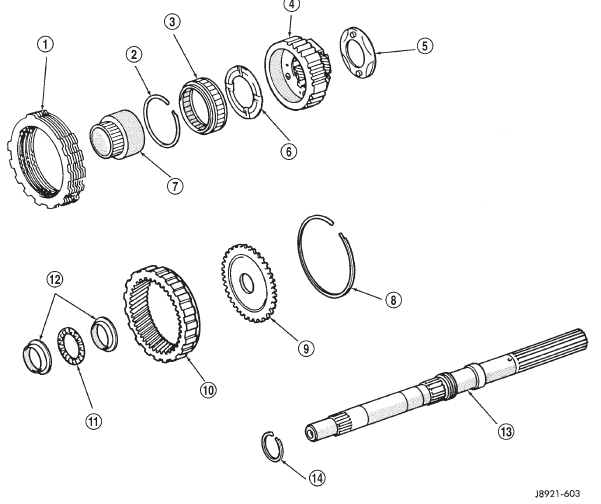 Rear Planetary, Brake Pack, Output Shaft Components